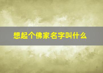 想起个佛家名字叫什么