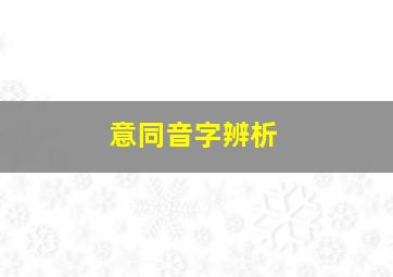 意同音字辨析