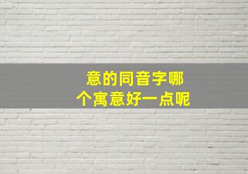 意的同音字哪个寓意好一点呢