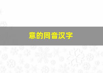 意的同音汉字