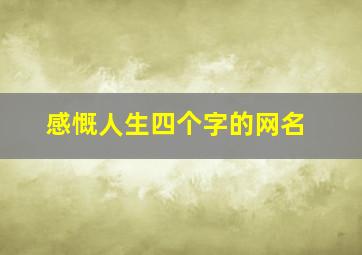 感慨人生四个字的网名