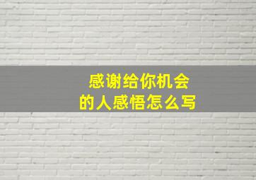 感谢给你机会的人感悟怎么写