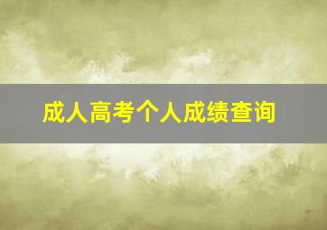 成人高考个人成绩查询