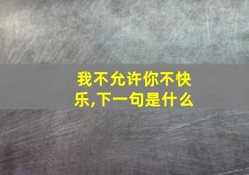 我不允许你不快乐,下一句是什么