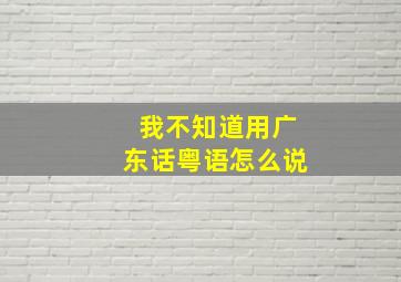 我不知道用广东话粤语怎么说