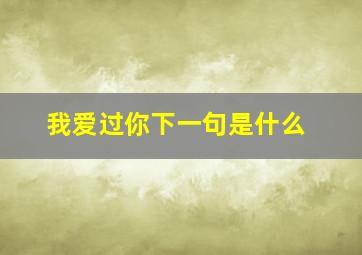 我爱过你下一句是什么