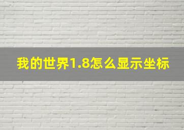 我的世界1.8怎么显示坐标