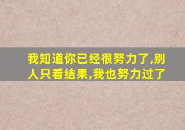 我知道你已经很努力了,别人只看结果,我也努力过了