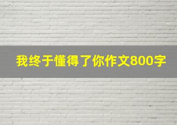 我终于懂得了你作文800字