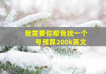 我需要你帮我找一个号预算200k英文