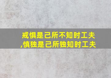 戒惧是己所不知时工夫,慎独是己所独知时工夫