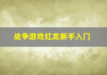 战争游戏红龙新手入门