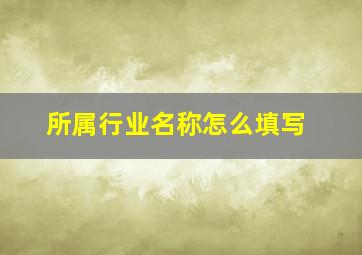 所属行业名称怎么填写