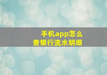 手机app怎么查银行流水明细