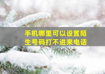 手机哪里可以设置陌生号码打不进来电话