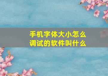 手机字体大小怎么调试的软件叫什么