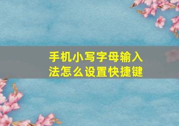 手机小写字母输入法怎么设置快捷键