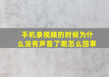 手机录视频的时候为什么没有声音了呢怎么回事