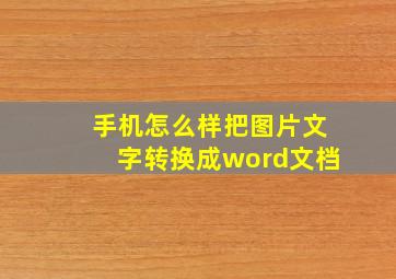 手机怎么样把图片文字转换成word文档