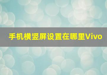 手机横竖屏设置在哪里Vivo