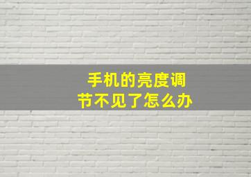 手机的亮度调节不见了怎么办