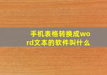 手机表格转换成word文本的软件叫什么