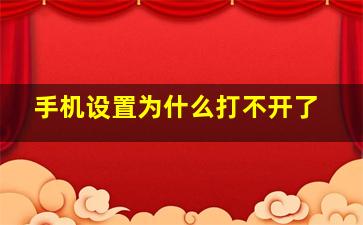 手机设置为什么打不开了