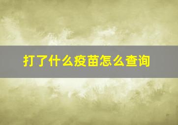 打了什么疫苗怎么查询