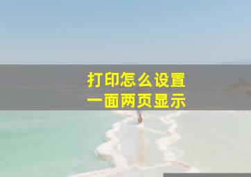 打印怎么设置一面两页显示