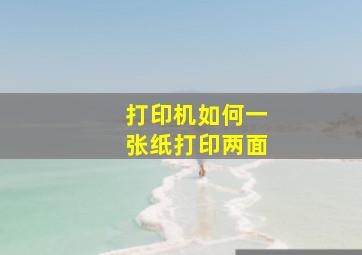 打印机如何一张纸打印两面