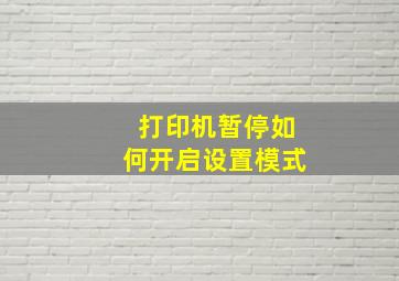 打印机暂停如何开启设置模式