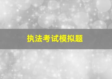 执法考试模拟题