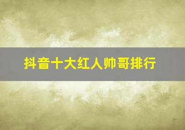 抖音十大红人帅哥排行