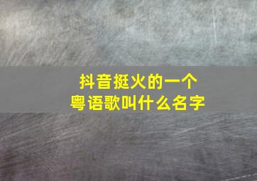 抖音挺火的一个粤语歌叫什么名字