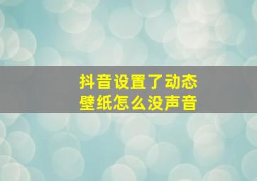 抖音设置了动态壁纸怎么没声音