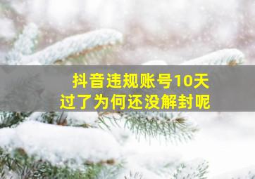 抖音违规账号10天过了为何还没解封呢