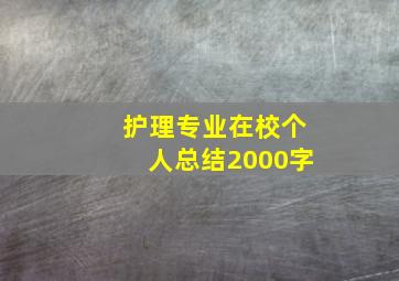 护理专业在校个人总结2000字