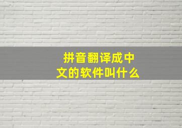 拼音翻译成中文的软件叫什么