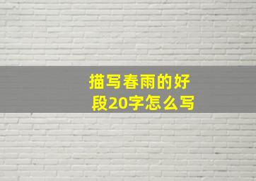 描写春雨的好段20字怎么写