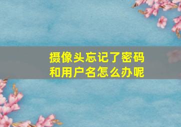 摄像头忘记了密码和用户名怎么办呢