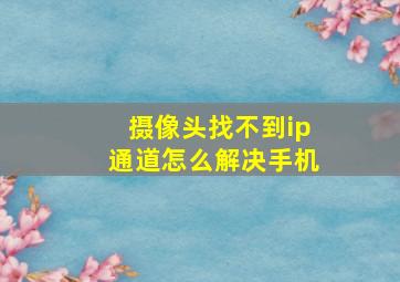 摄像头找不到ip通道怎么解决手机