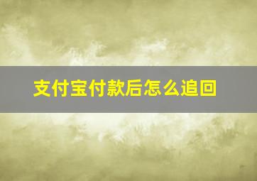 支付宝付款后怎么追回