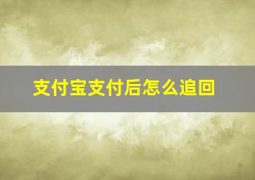 支付宝支付后怎么追回