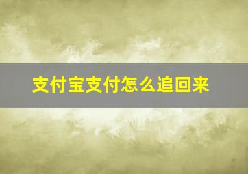 支付宝支付怎么追回来