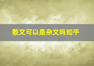 散文可以是杂文吗知乎