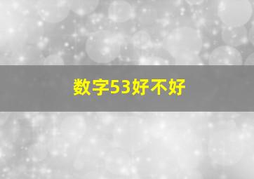 数字53好不好