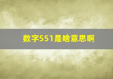 数字551是啥意思啊