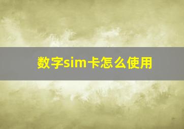 数字sim卡怎么使用