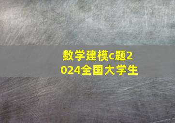 数学建模c题2024全国大学生