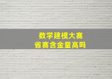 数学建模大赛省赛含金量高吗